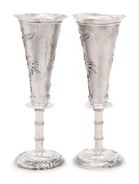 Pair of Chinese Export Silver Vases