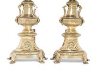 A Pair of English Brass Andirons