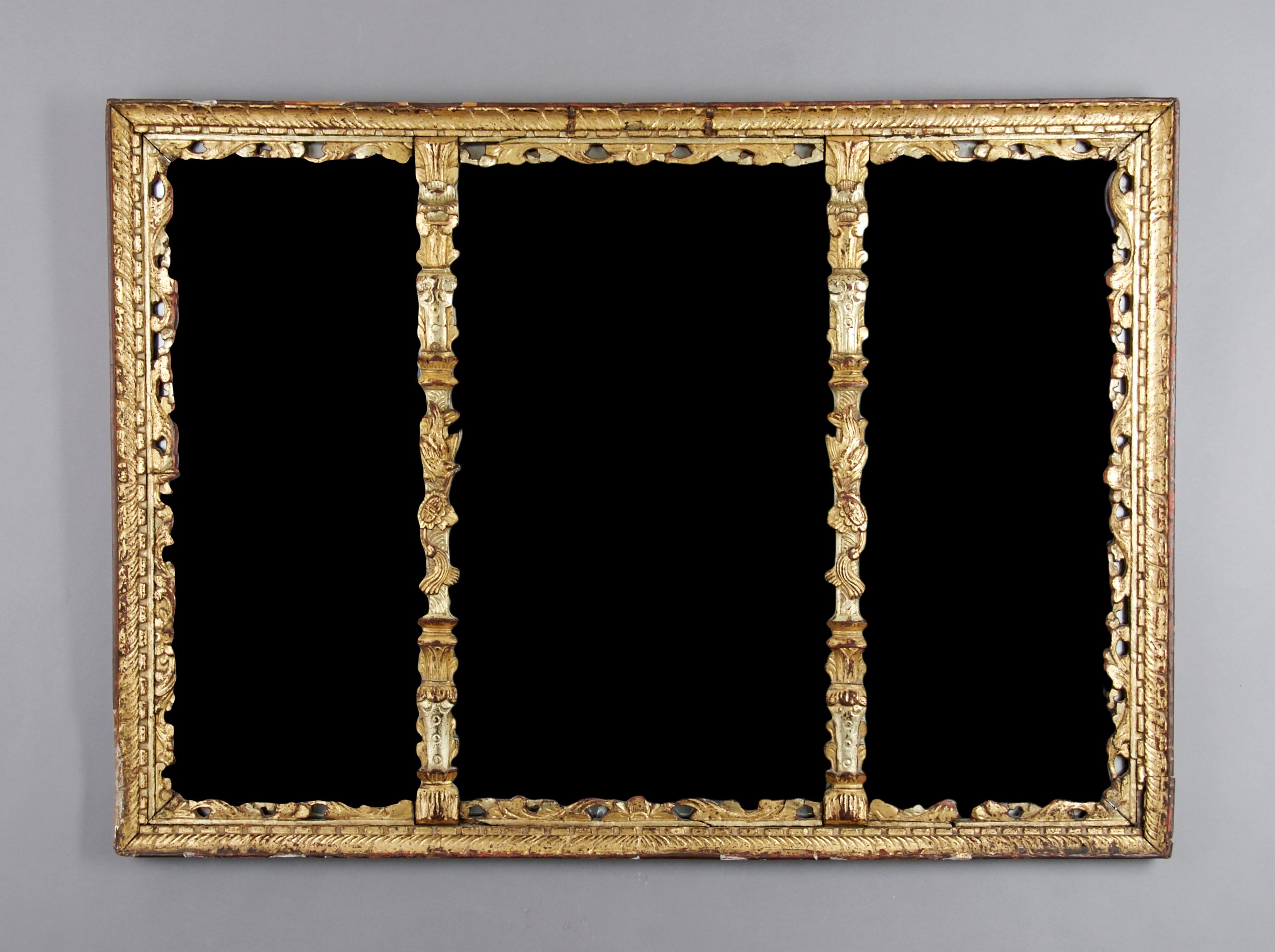 A Chinese Giltwood Mirror, Height 23 x width 32 inches.