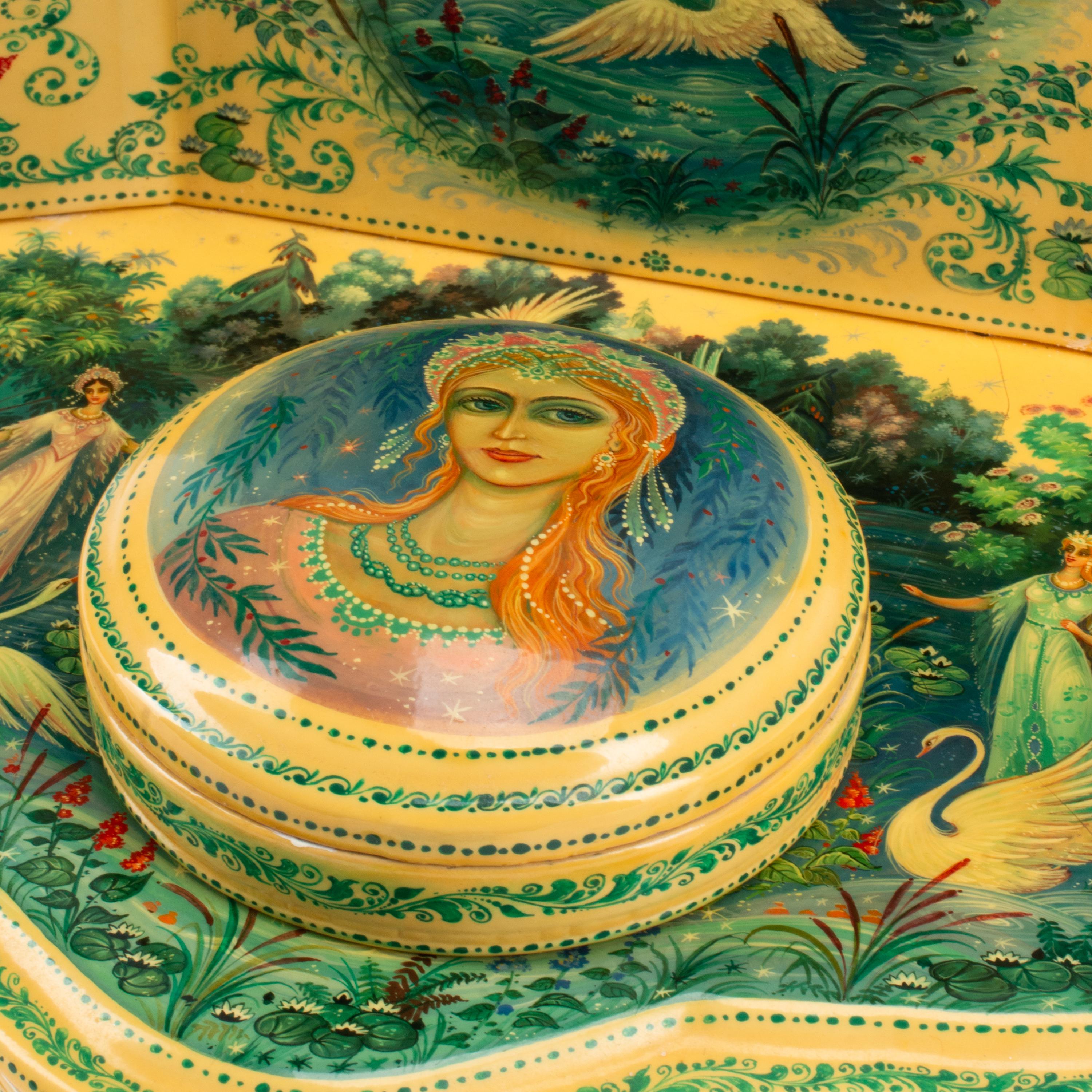 A Russian Lacquer Dressing Table Box