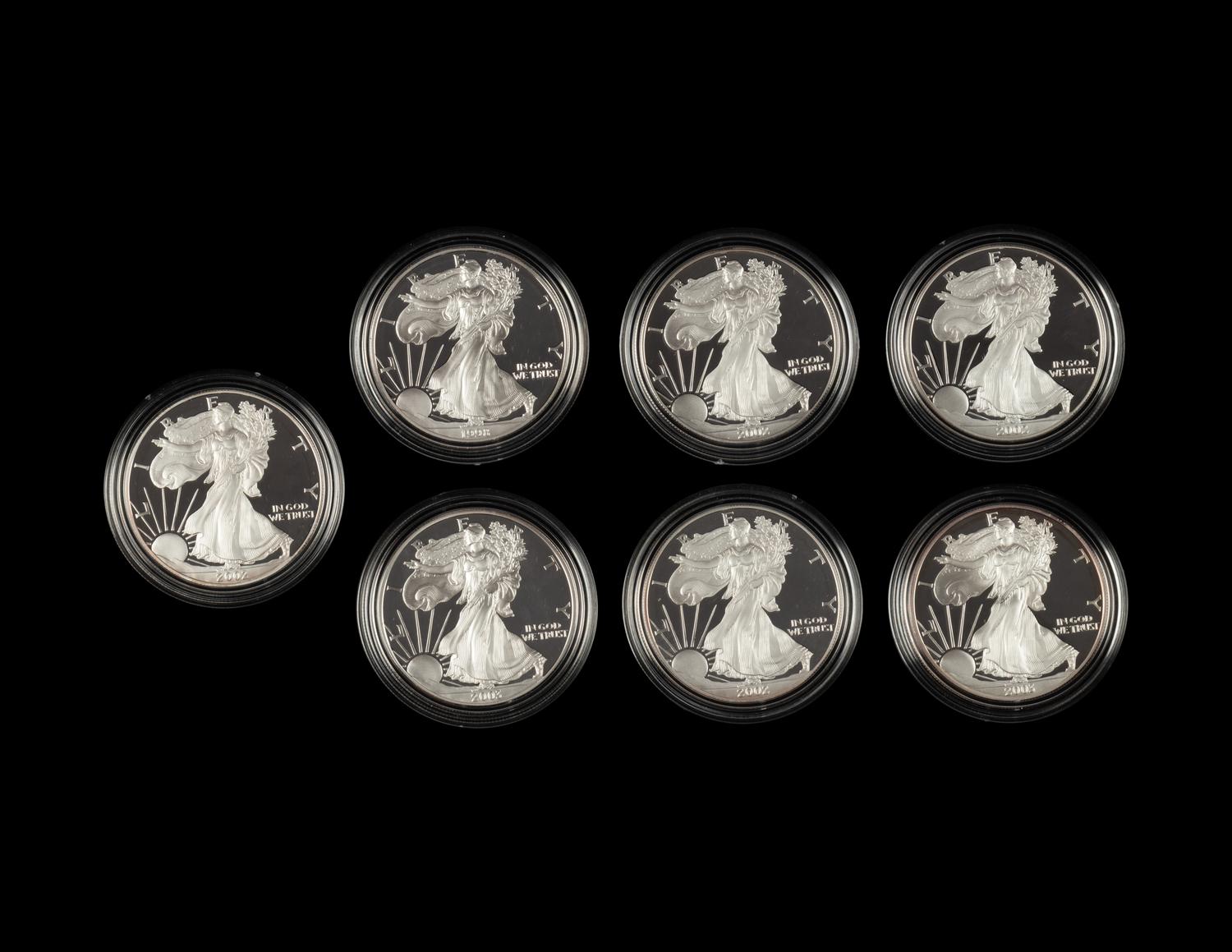 A Collection of Seven Silver Eagle $1 Proofs