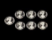 A Collection of Seven Silver Eagle $1 Proofs
