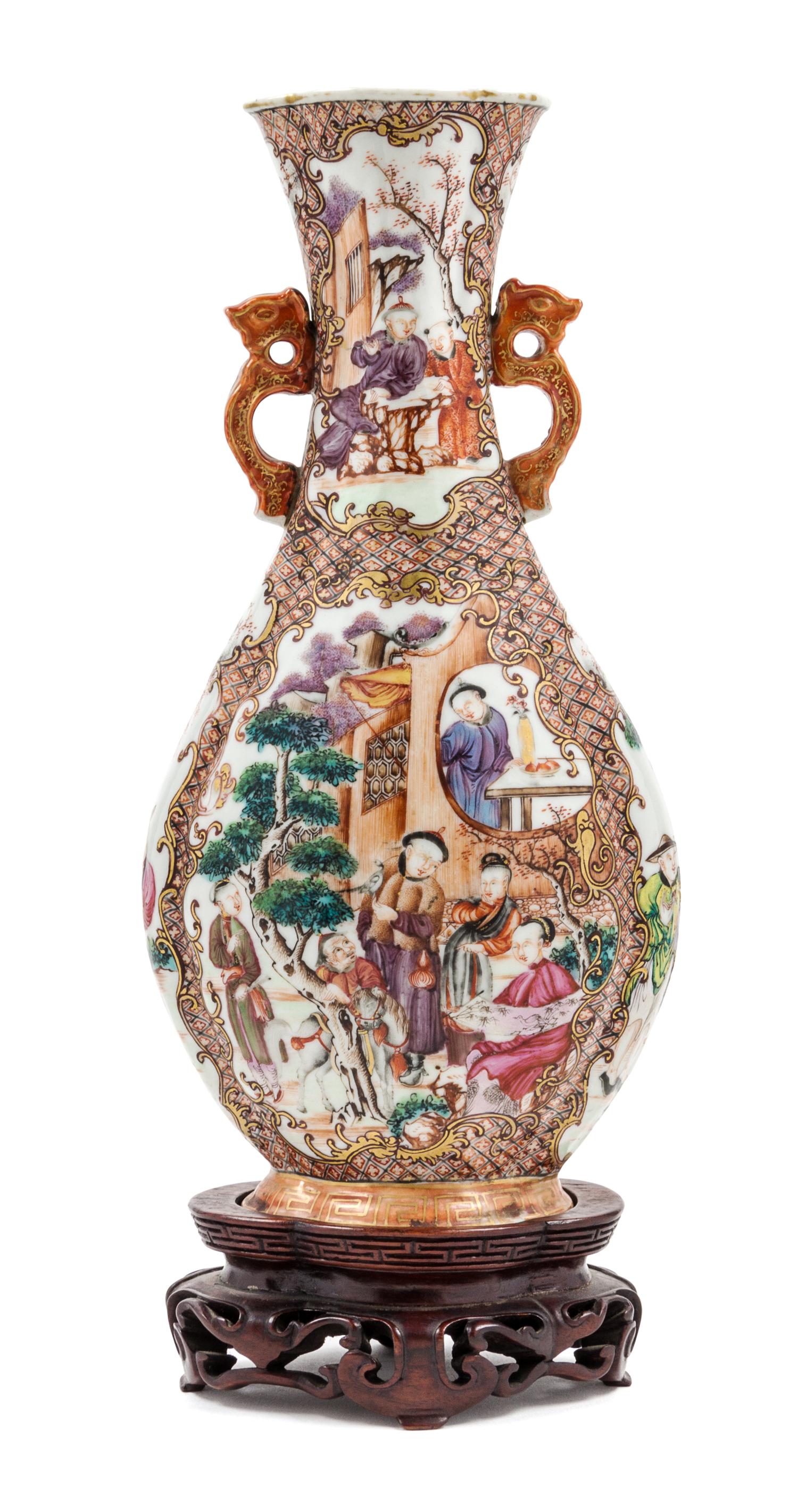 A Chinese Export Famille Rose Porcelain Vase Height of vase 12 inches. — LIKELY QIANLONG PERIOD