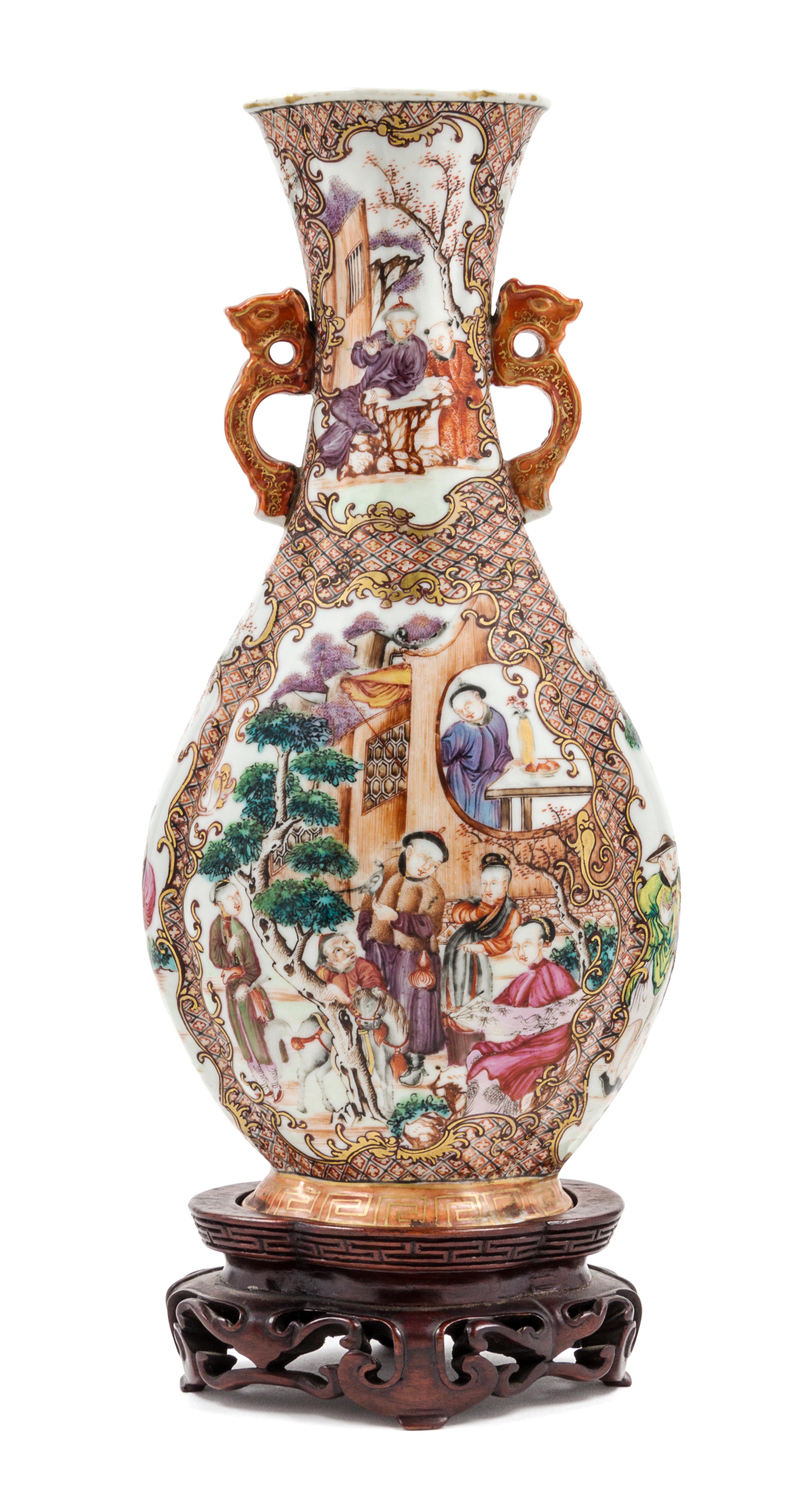 A Chinese Export Famille Rose Porcelain Vase Height of vase 12 inches. — LIKELY QIANLONG PERIOD