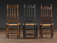 Three William and Mary Bannister Back Rush Seat Side Chairs