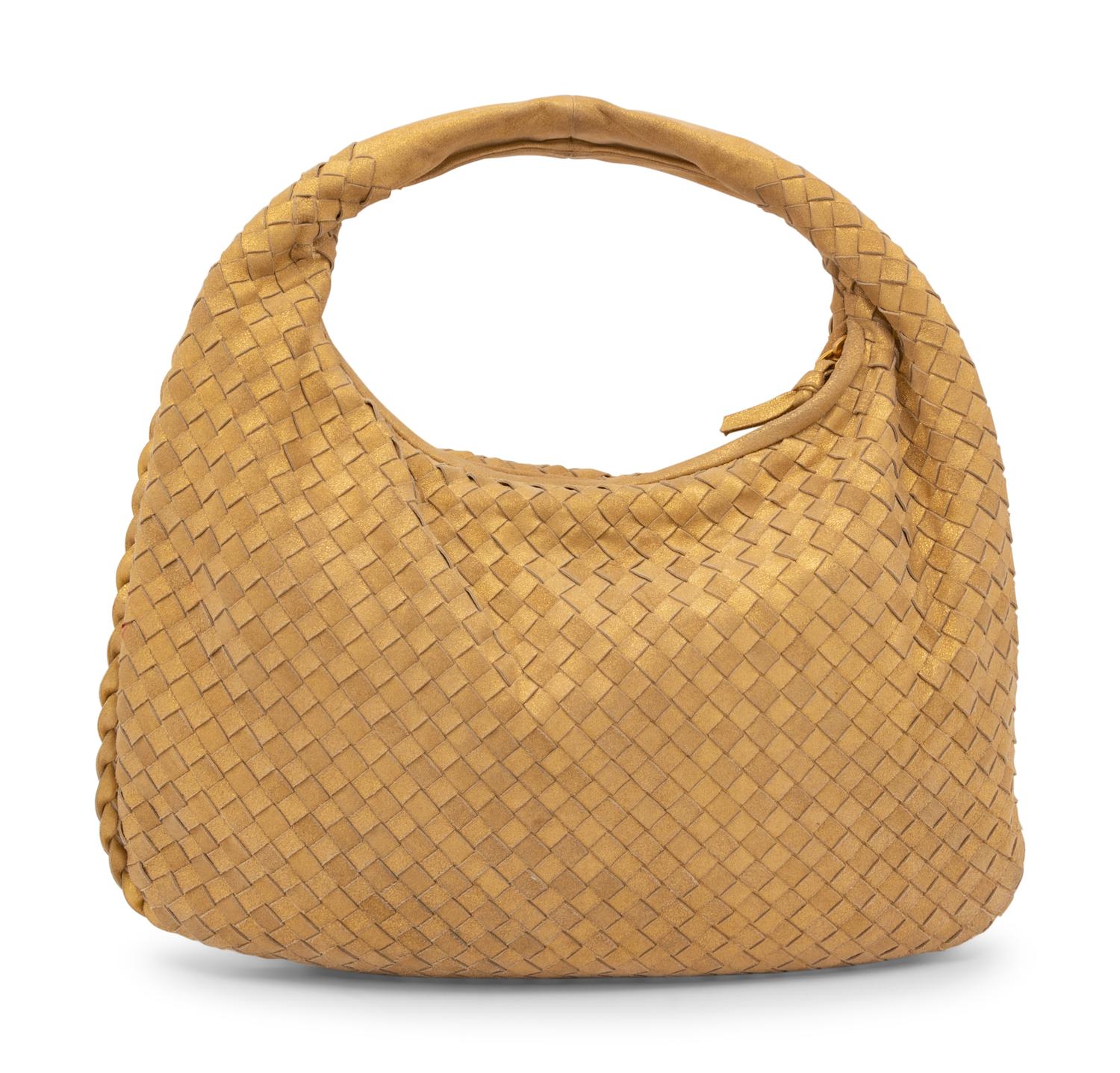 Bottega Veneta Gold Intrecciato Leather Hobo