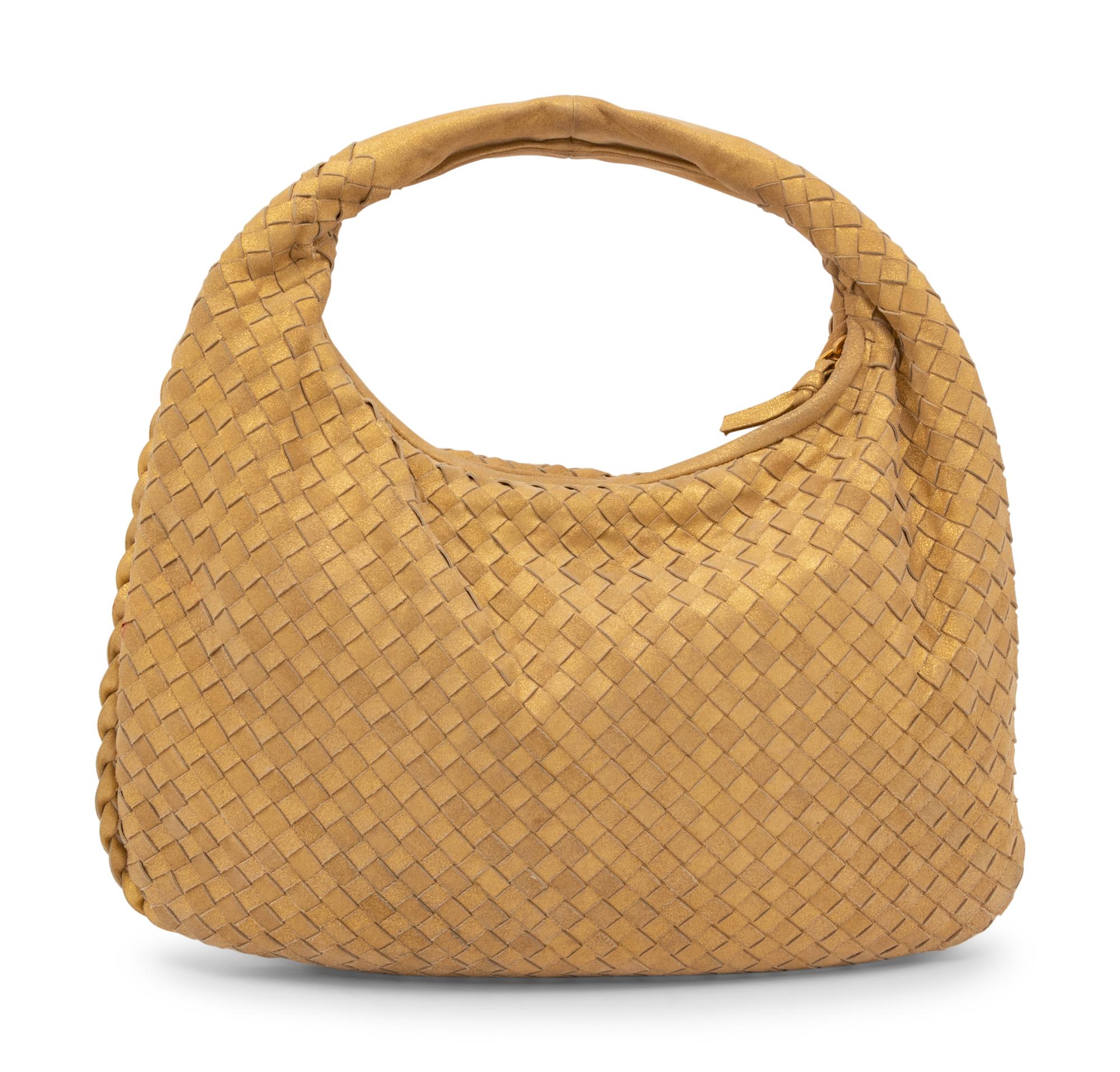 Bottega Veneta Gold Intrecciato Leather Hobo