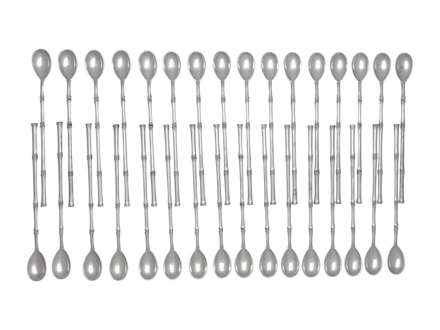 A Set of Thirty-Two Tiffany and Co. Bamboo Iced Tea Spoons