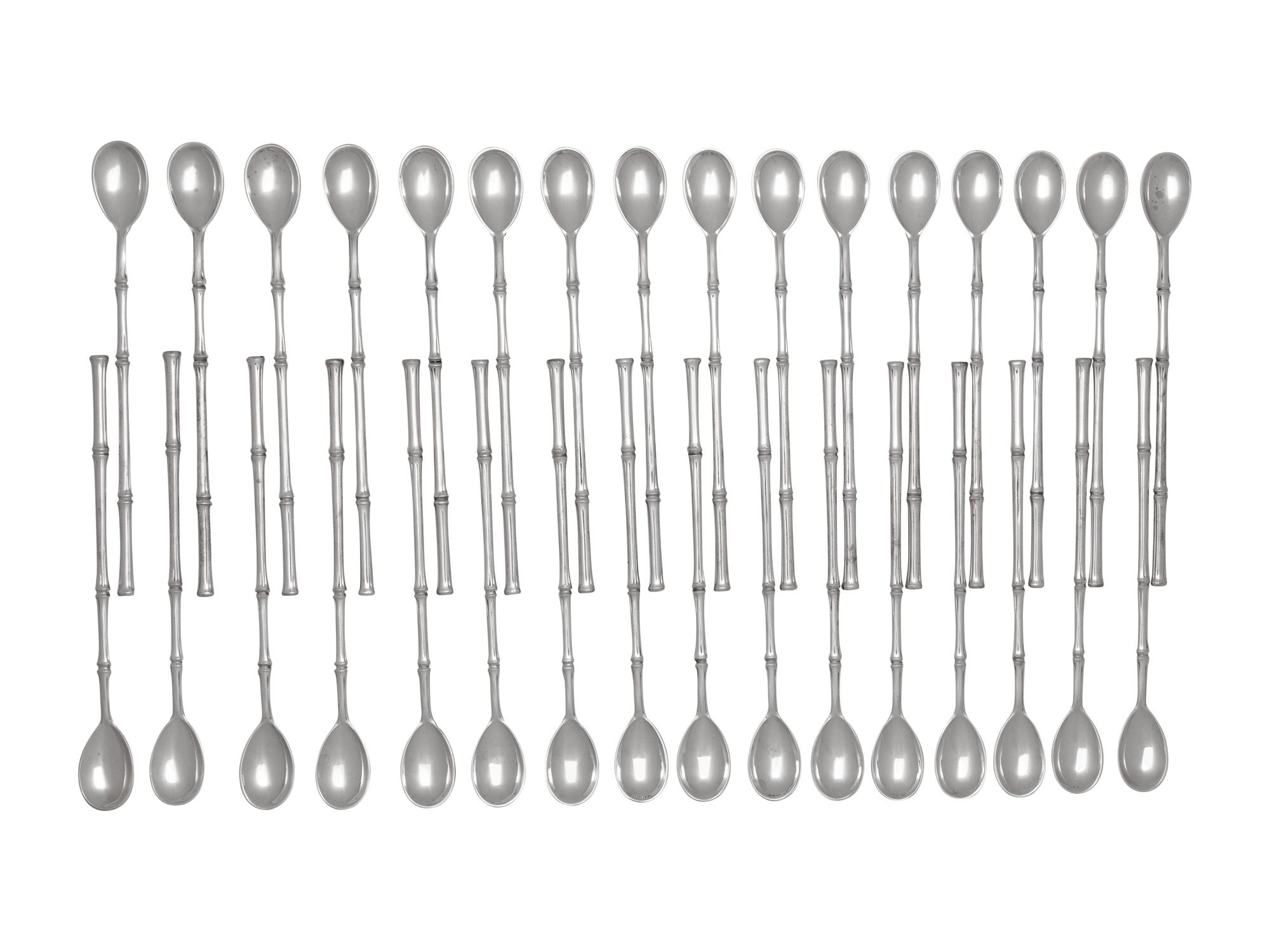 A Set of Thirty-Two Tiffany and Co. Bamboo Iced Tea Spoons