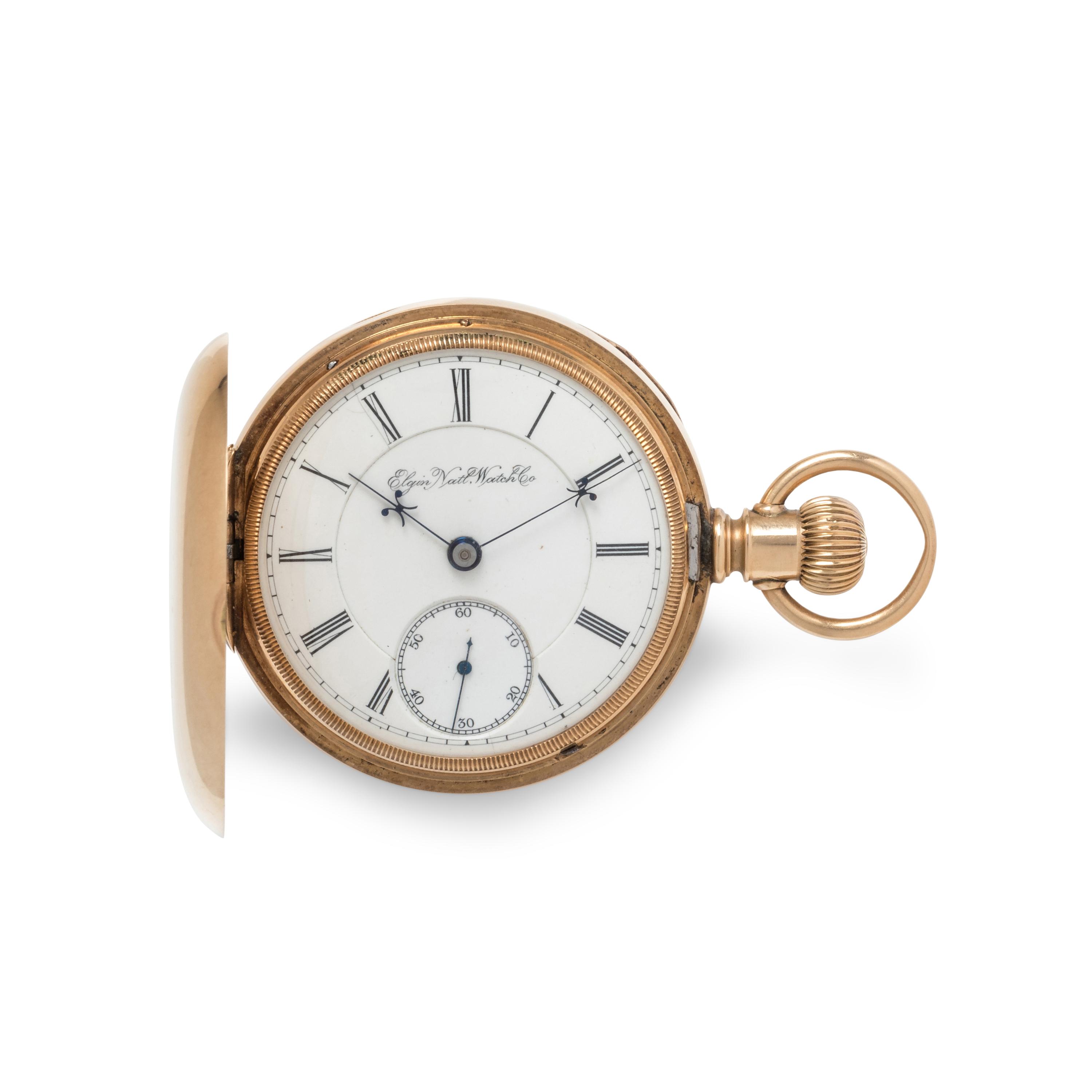ELGIN, 14K YELLOW GOLD HUNTER CASE POCKET WATCH