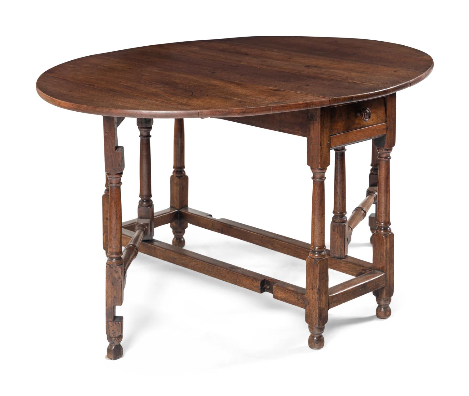 A William and Mary Oak Drop-Leaf Table