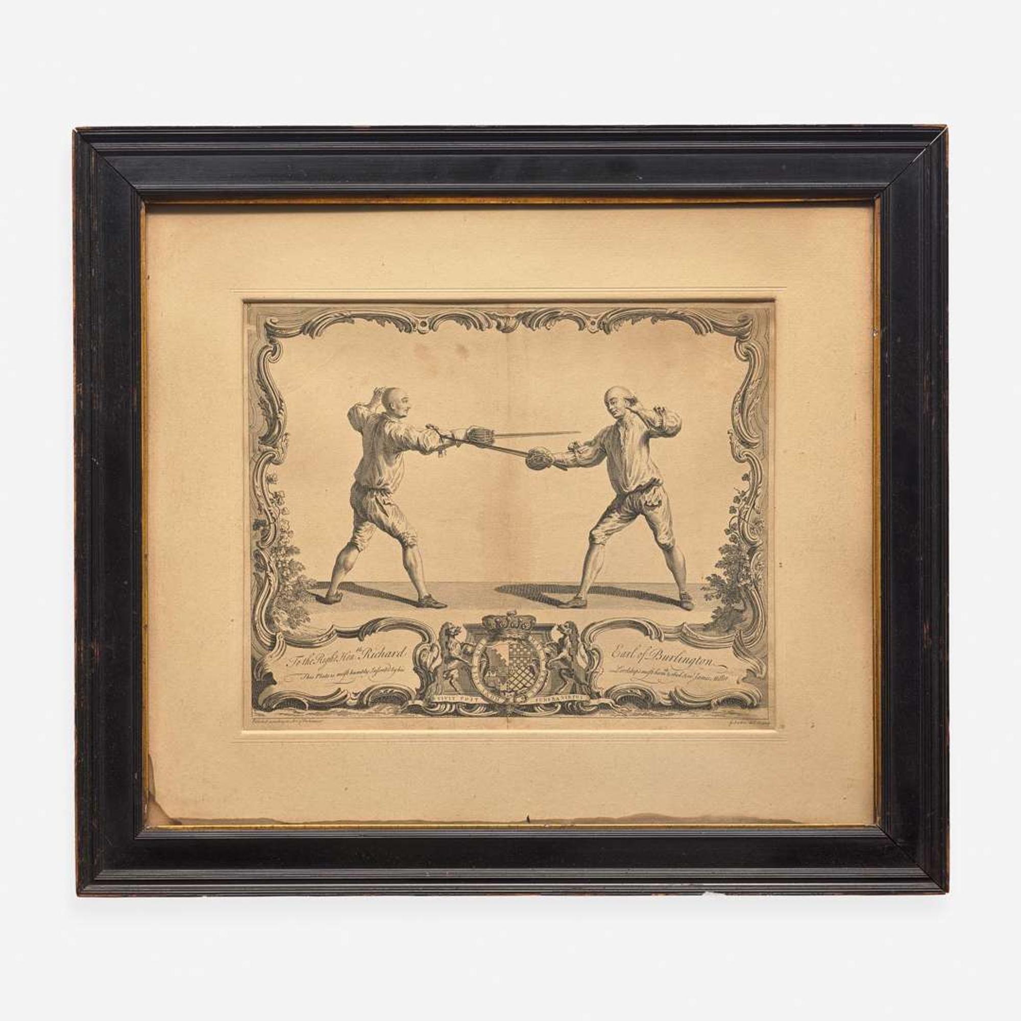 A Pair of Framed English Engravings Gérard Jean-Baptiste Scotin II (1698- ca. 1755)