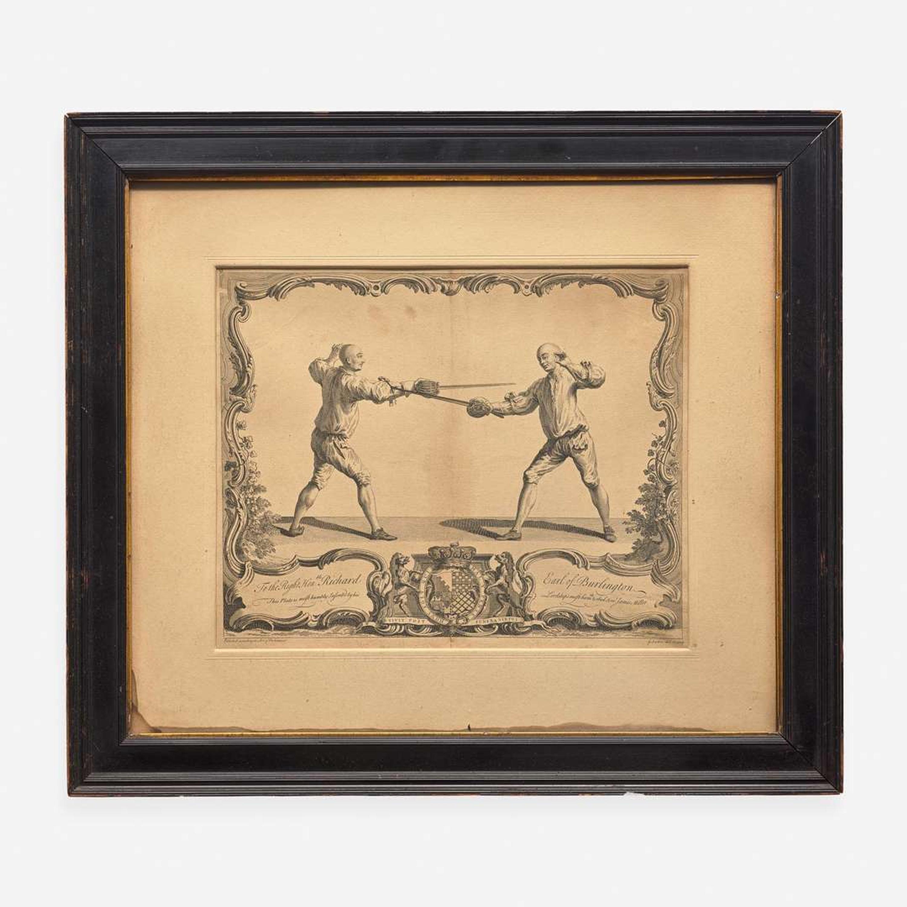 A Pair of Framed English Engravings Gérard Jean-Baptiste Scotin II (1698- ca. 1755)