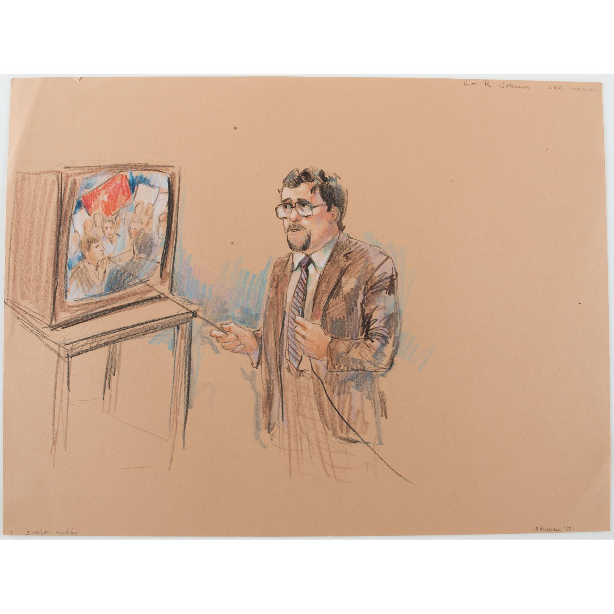 Joan Andrew, Washington Post and CNN Sketch Artist, 24 Original Sketches Documenting the Trial of John Hinckley, Jr., For his Attempted Assassination of Ronald Reagan