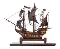 A German Painted Model of a Three-Mast Ship Width 36 inches. — 19TH/20TH CENTURY