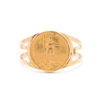 YELLOW GOLD AND US $20 LIBERTY COIN CUFF BRACELET