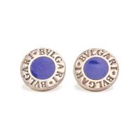BULGARI, STERLING SILVER AND BLUE ENAMEL 'BULGARI BULGARI' EARRINGS