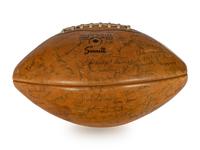 A 1970 Notre Dame Team Signed Autograph Football and Ara Parseghian Signed Large Format Photograph (Beckett Authentication Services BAS Certified)