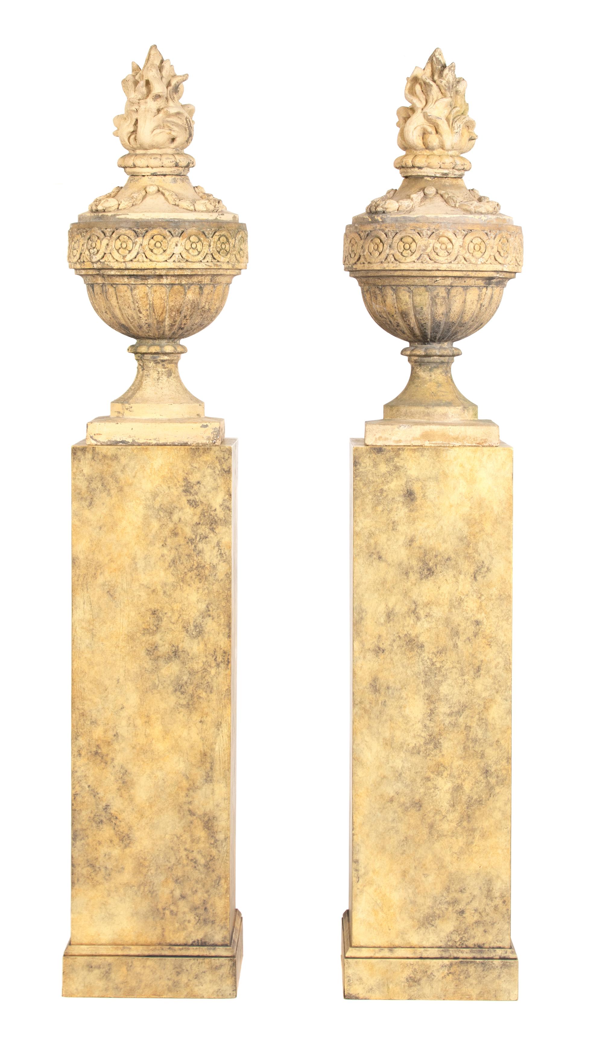 A Pair of English Urns Height of urn 36, overall 89 inches. — EARLY 20TH CENTURY