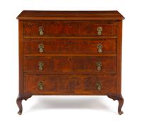 A William and Mary Style Burlwood Chest Height 37 1/2 x width 41 x depth 18 1/4 inches. — 19TH CENTURY