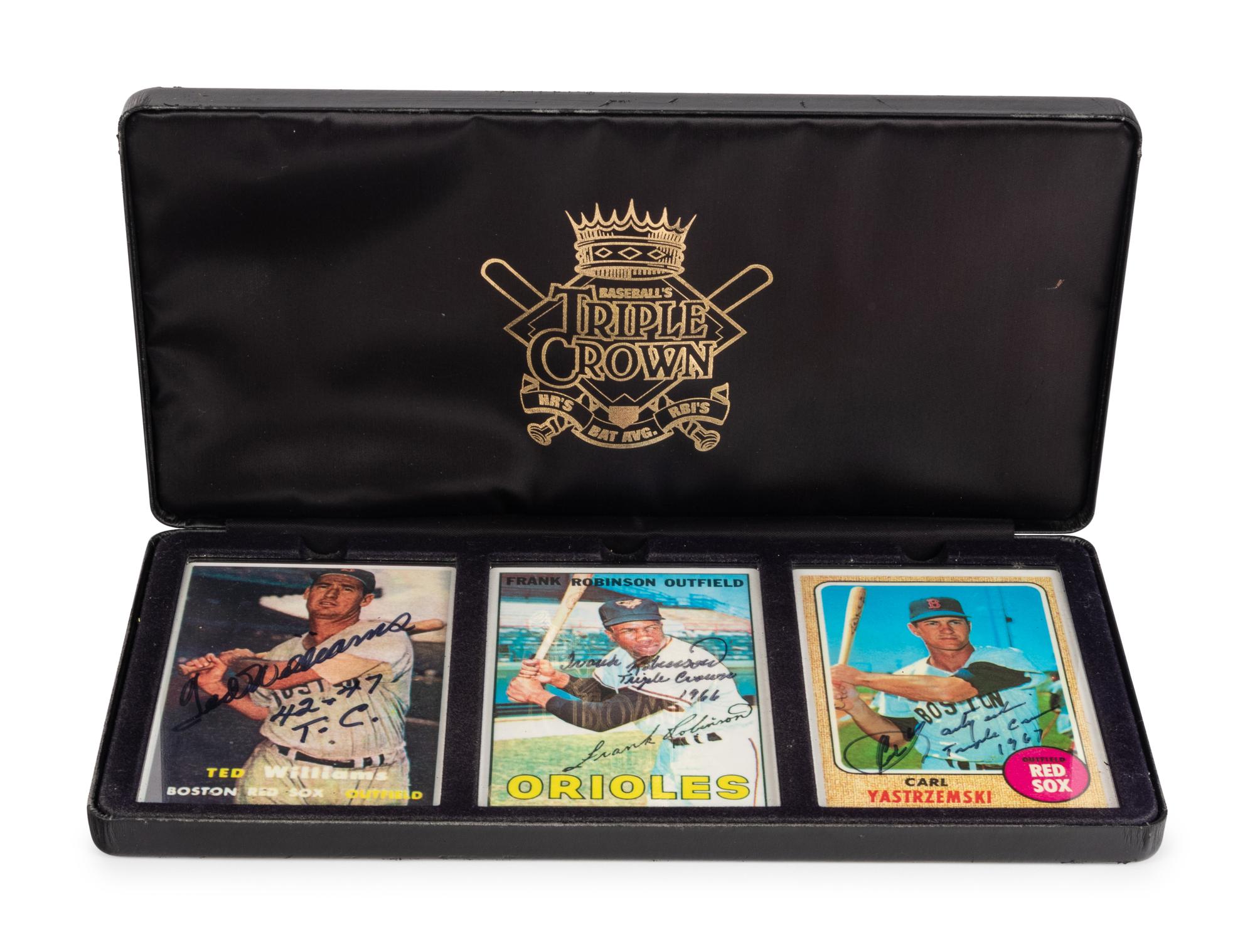 A Ted Williams, Frank Robinson and Carl Yastrzemski Triple Crown Signature Series Set of Signed Autograph Baseball Cards