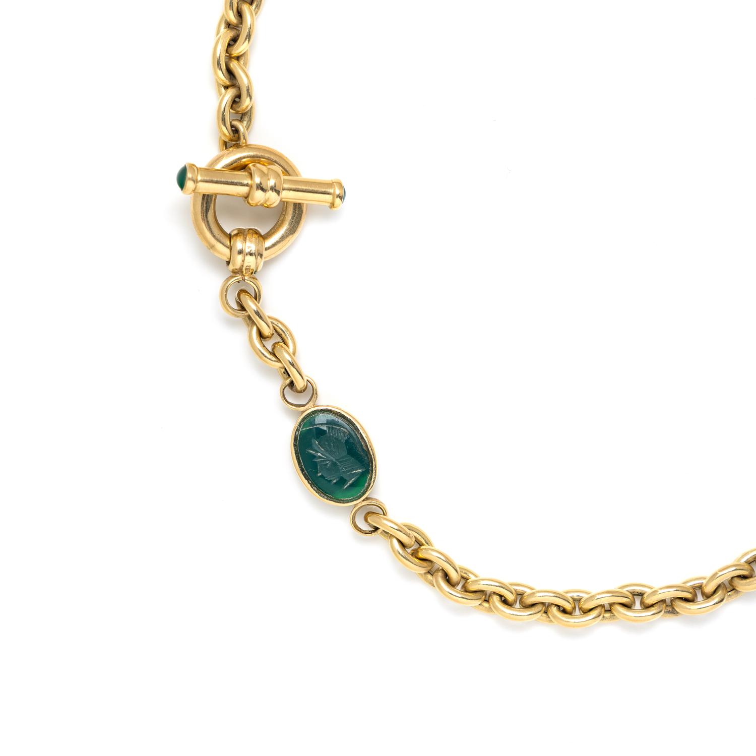 YELLOW GOLD CABLE CHAIN WITH DOUBLE-SIDED INTAGLIO