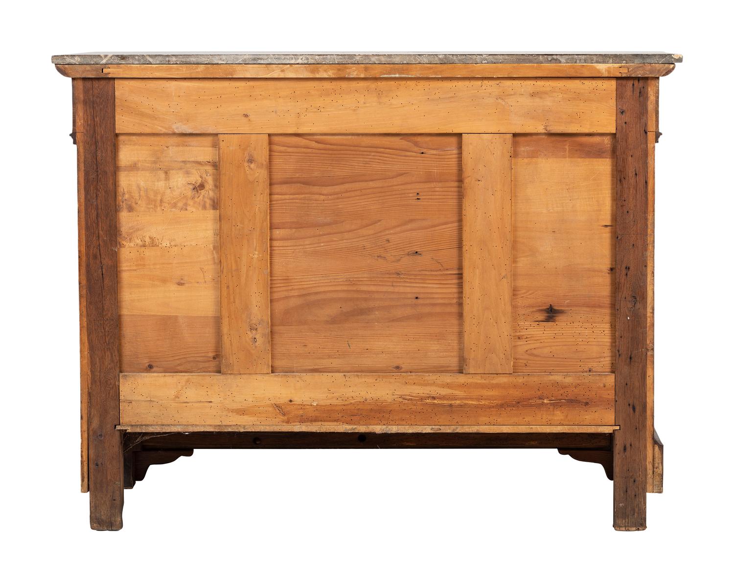 A Louis Philippe Figured Walnut Marble Top Chest of Drawers