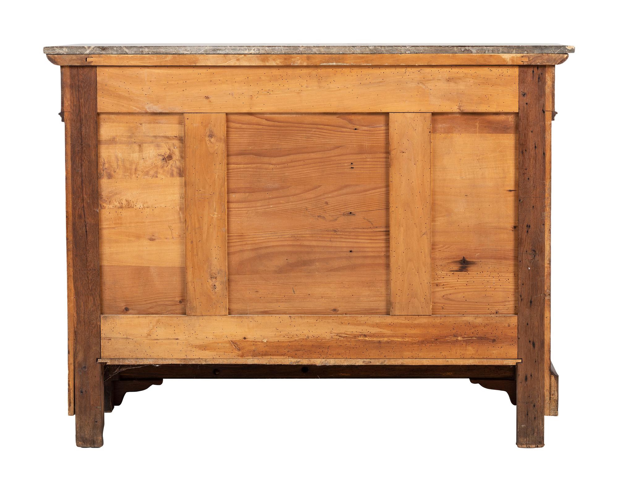 A Louis Philippe Figured Walnut Marble Top Chest of Drawers