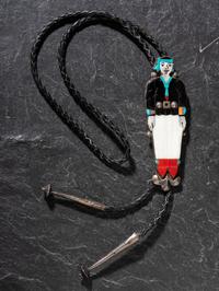 Zuni Mosaic Inlay Figural Male Bolo Tie