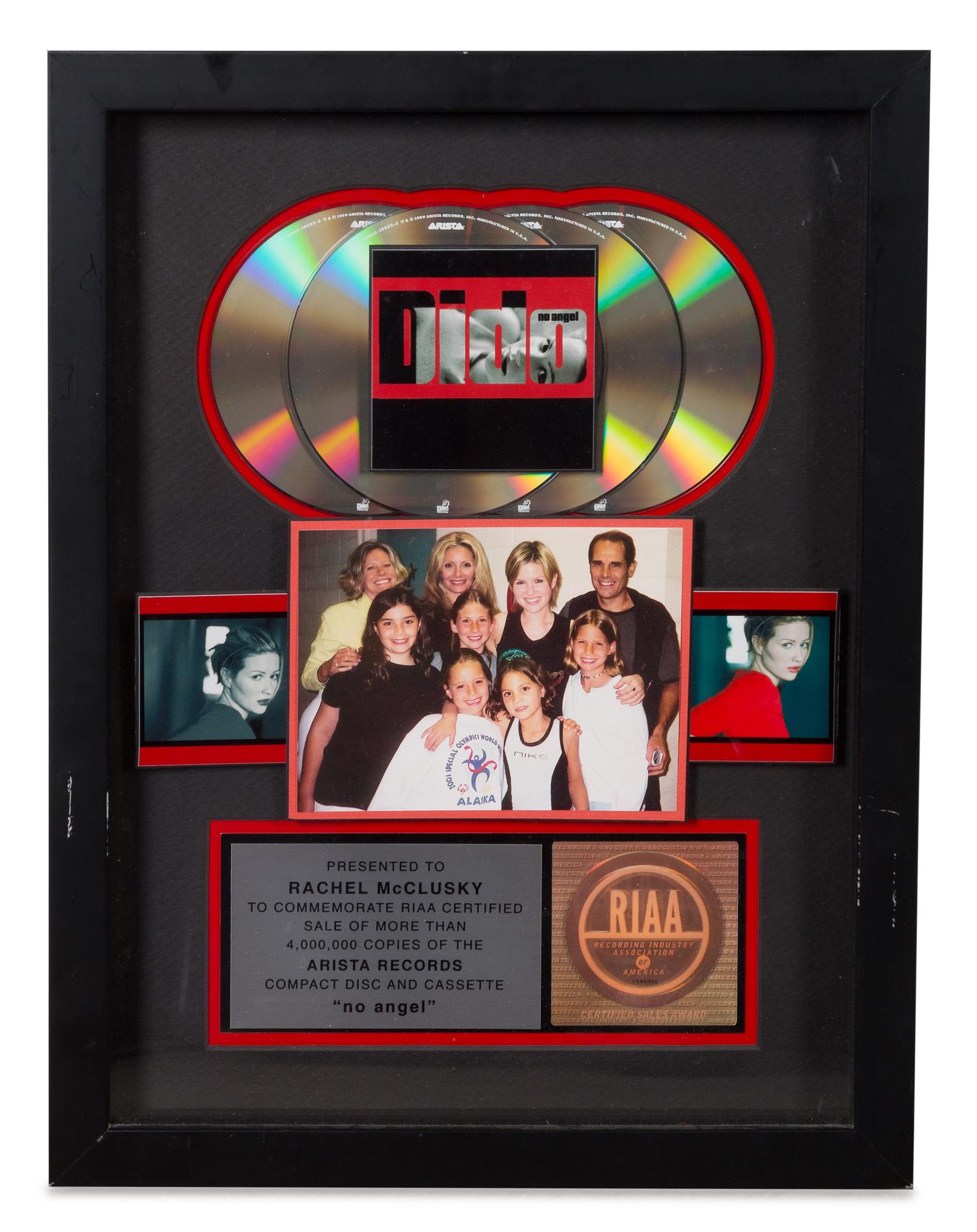 A Dido: No Angel RIAA Certified 4x Platinum Album 16 1/2 x 12 1/2 inches.
