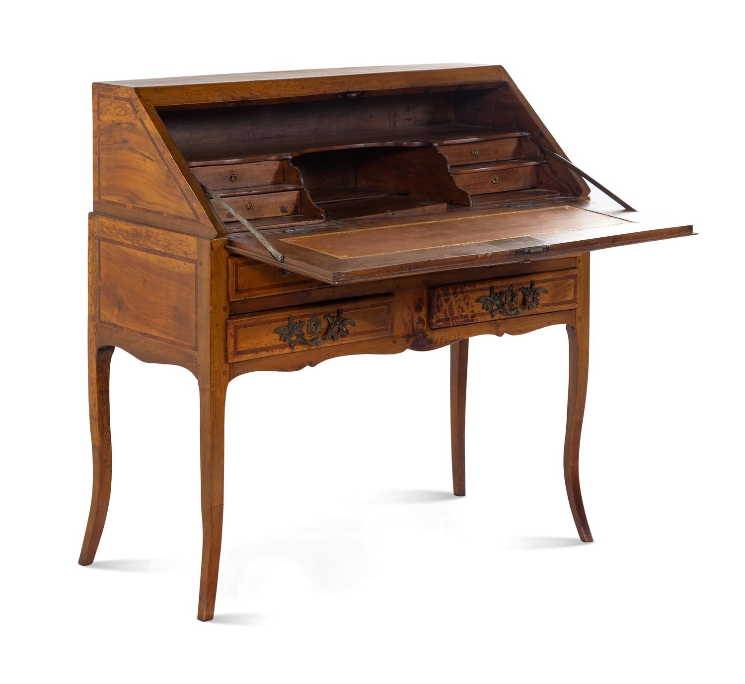 A French Provincial Parquetry Slant-Front Desk