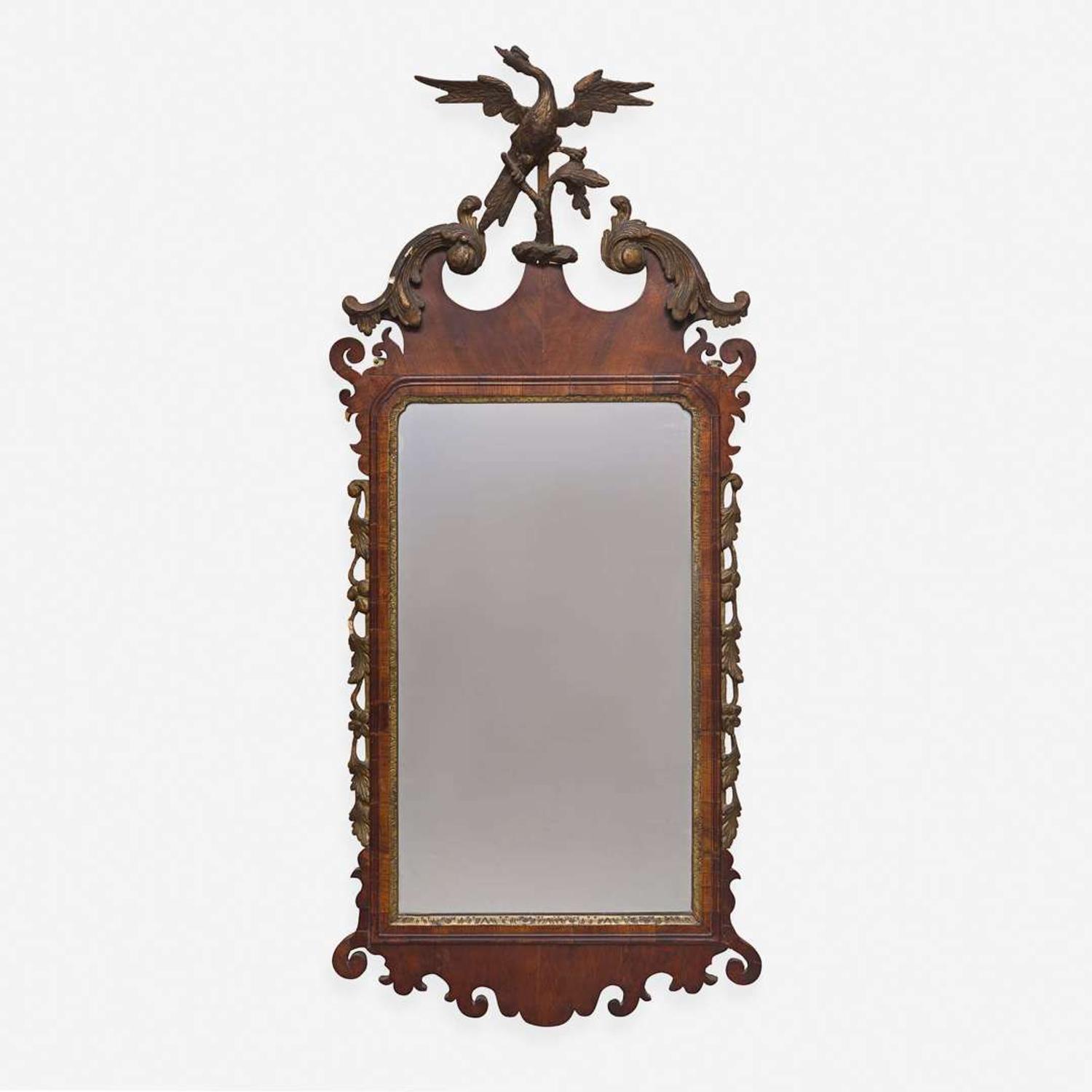 A George II Parcel Gilt Walnut-Veneered Mirror