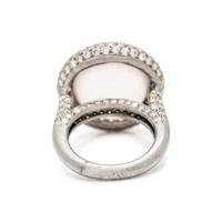 ROSE QUARTZ, DIAMOND, AND STERLING SILVER RING