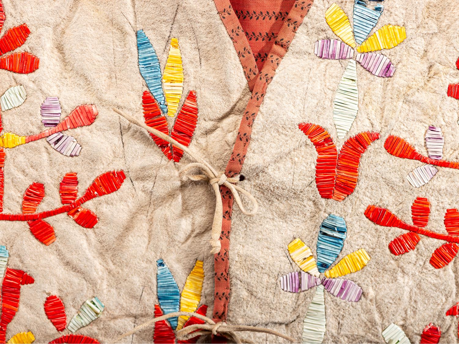 Sioux Quilled Hide Vest, with Thunderbirds and Flowers