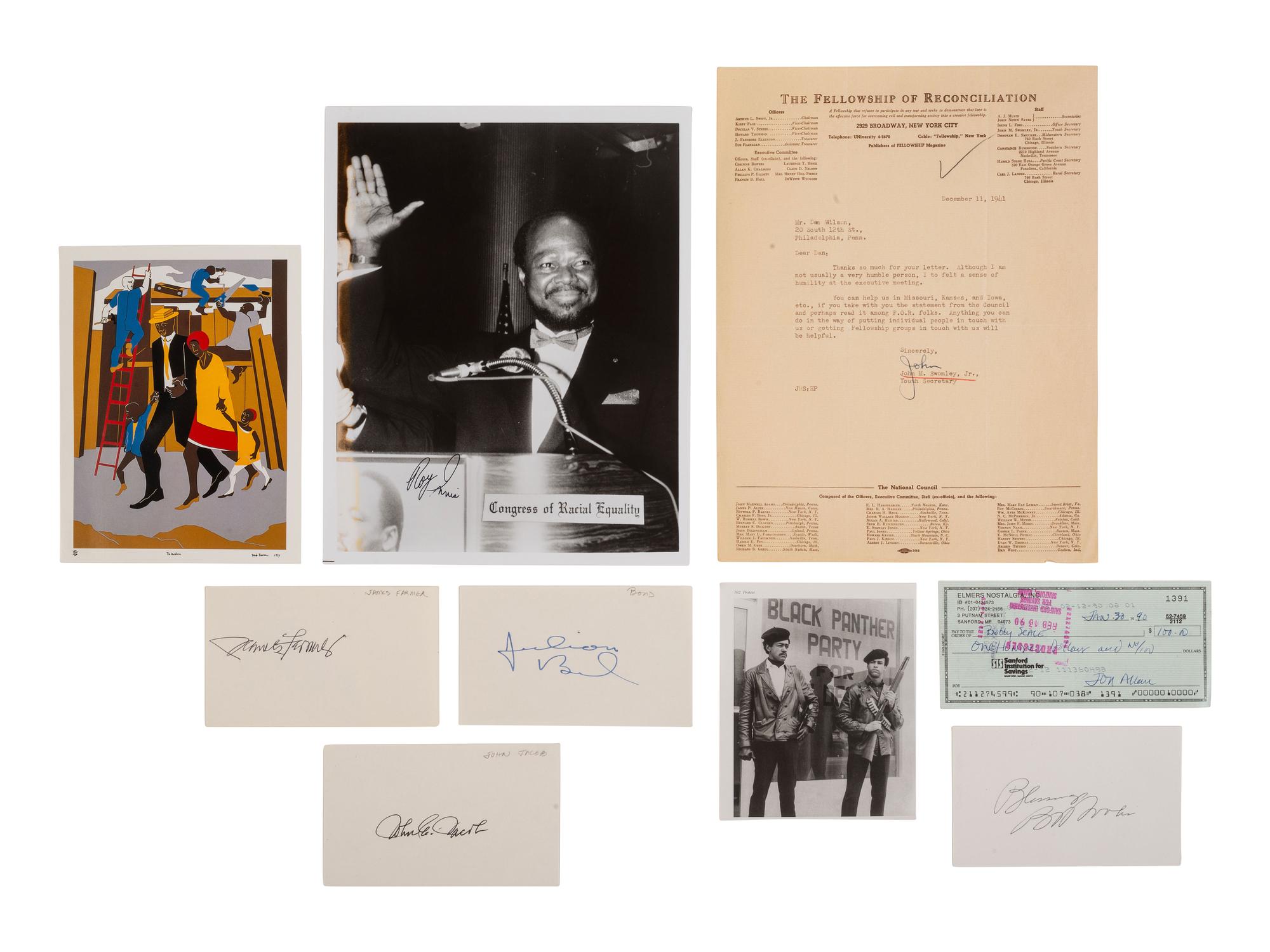 [AUTOGRAPHS]. A group of 10+ autographs from prominent 20th-century Civil Rights activists including PARKS, JACKSON, MEREDITH, LEWIS, and ABERNATHY.