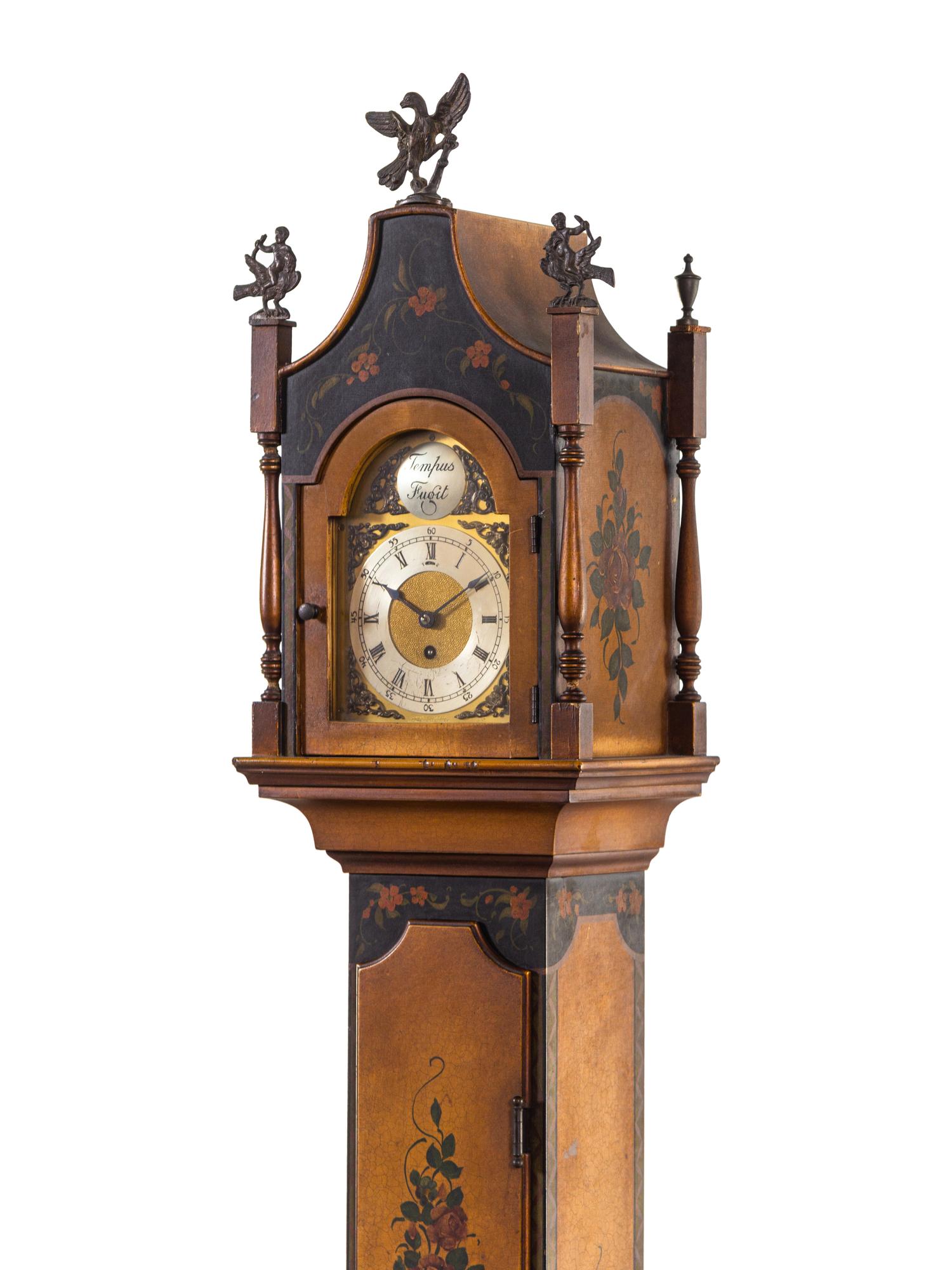 A Painted Mahogany Grandmother Clock — Colonial Mfg. Co., Zeeland Michigan