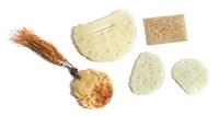 A Group of Five Pierce Carved Jade Plaques Width of widest 3 5/8 inches.