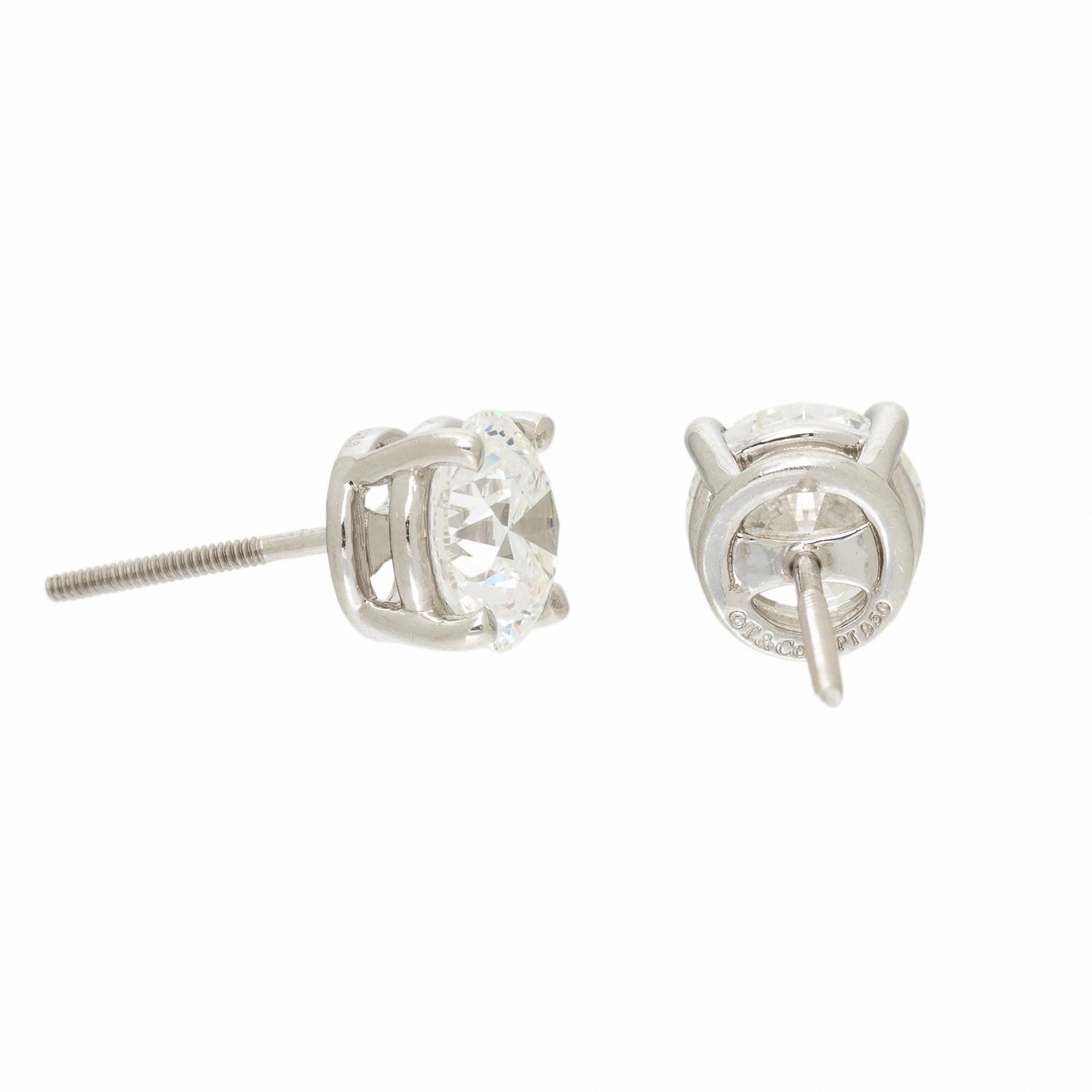 TIFFANY & CO., DIAMOND AND PLATINUM STUD EARRINGS