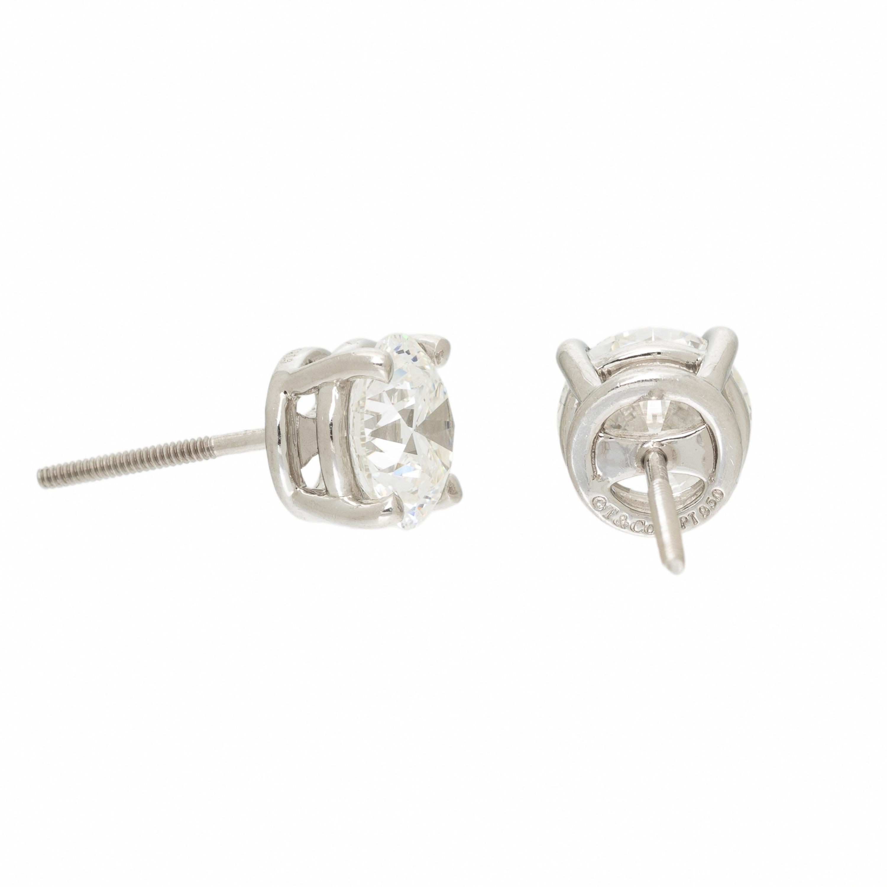 TIFFANY & CO., DIAMOND AND PLATINUM STUD EARRINGS
