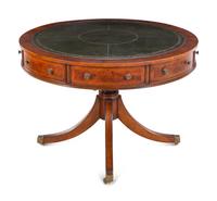 A Baker Yew Wood Drum Table