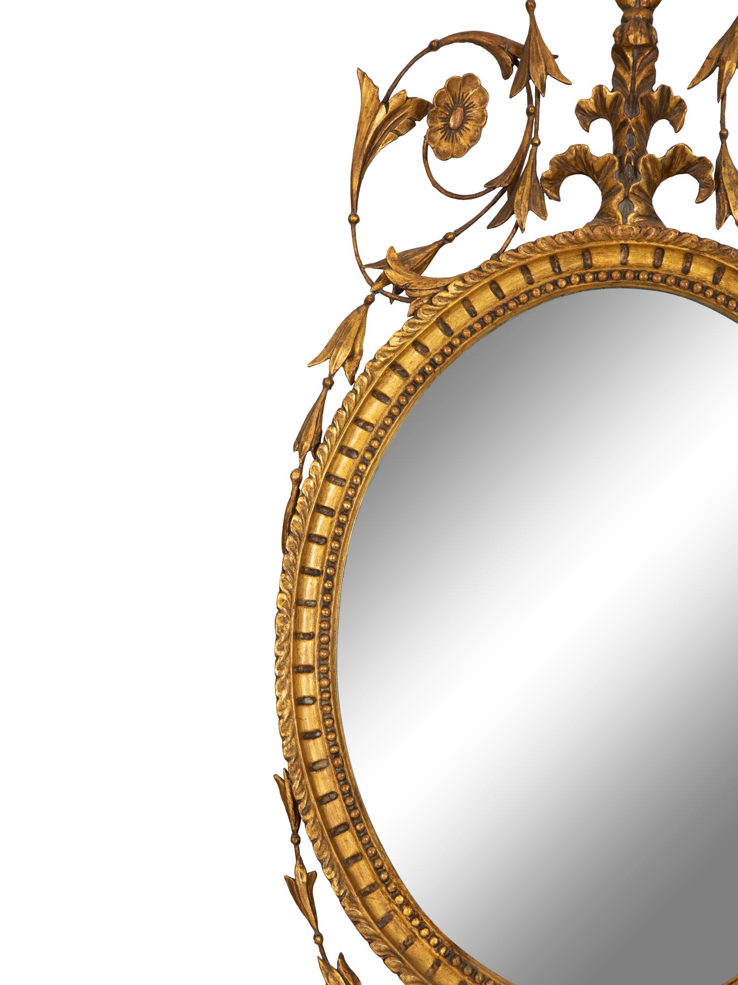 A Pair of George III Style Carved Giltwood Mirrors — Late 19th Century