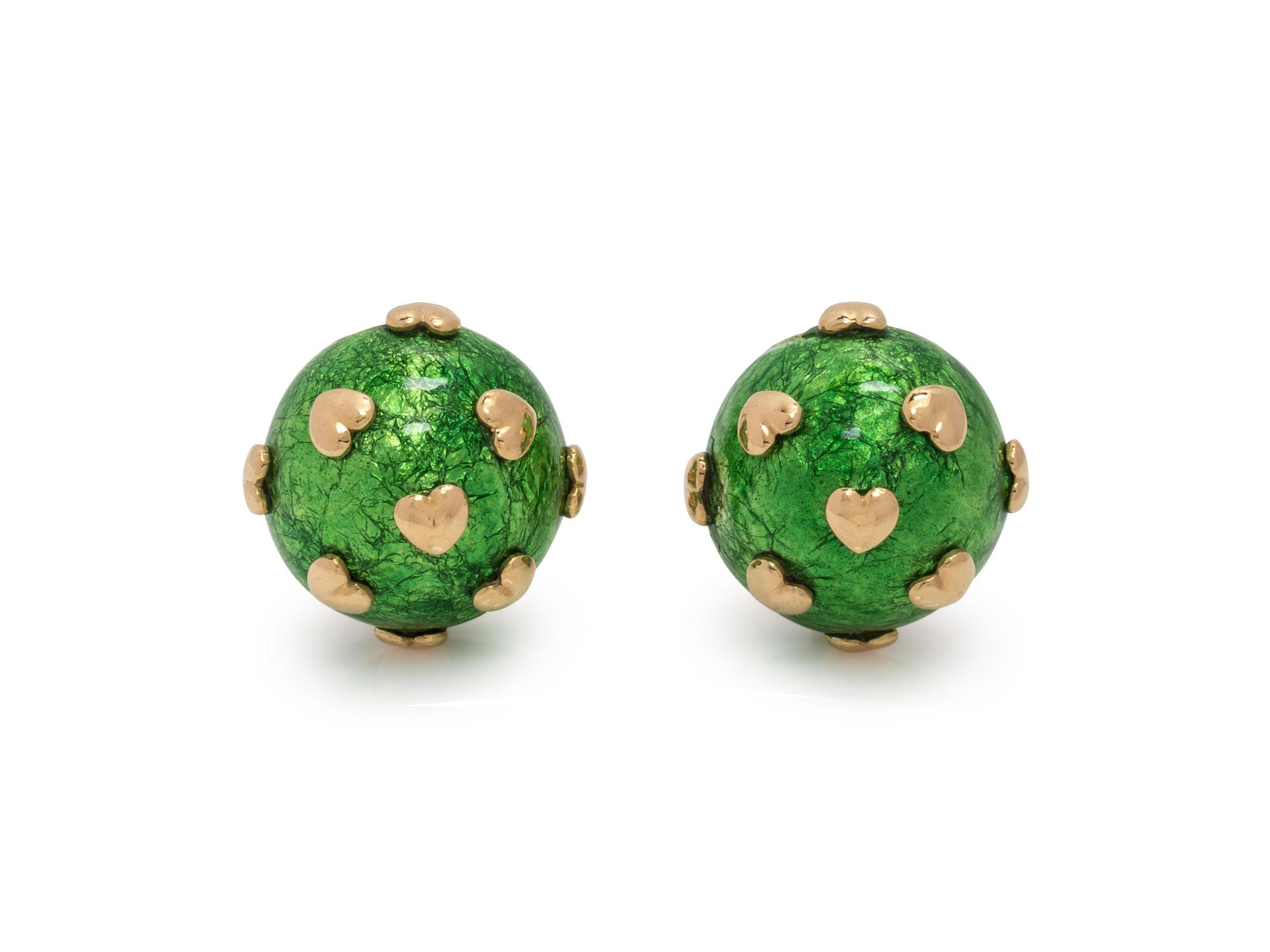 Tiffany & Co., Schlumberger, Green Enamel Earclips