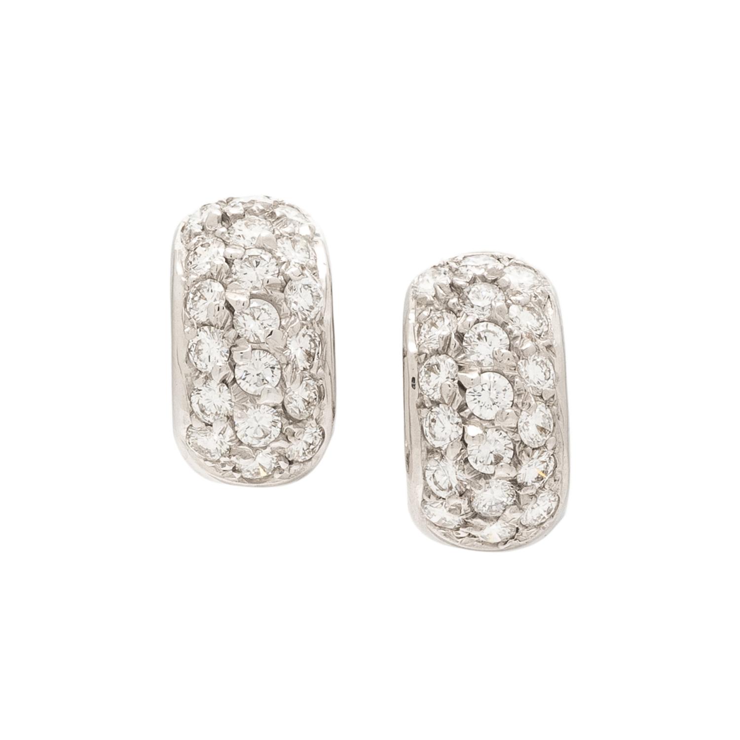 CHANEL, WHITE GOLD AND DIAMOND HUGGIE HOOP EARRINGS