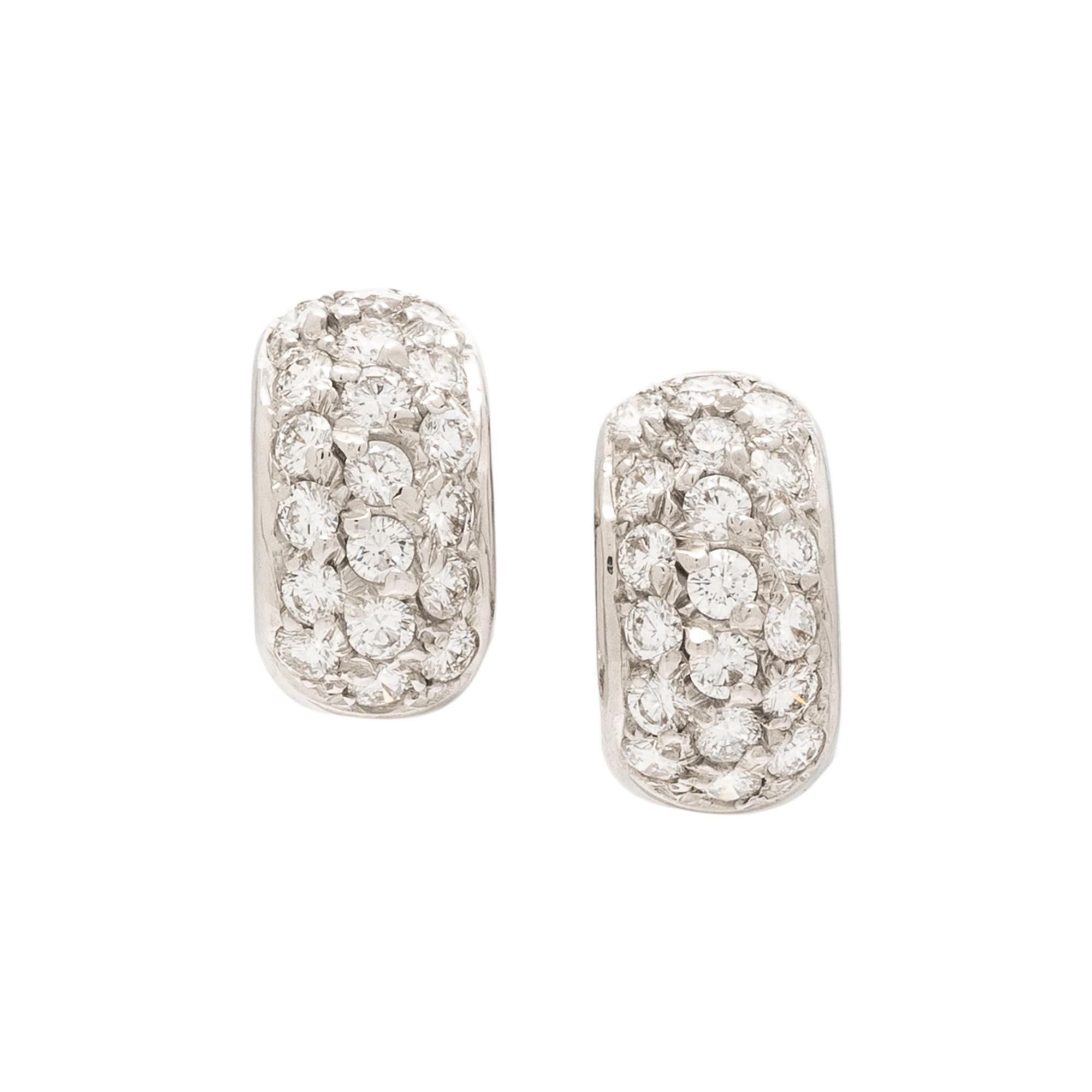 CHANEL, WHITE GOLD AND DIAMOND HUGGIE HOOP EARRINGS