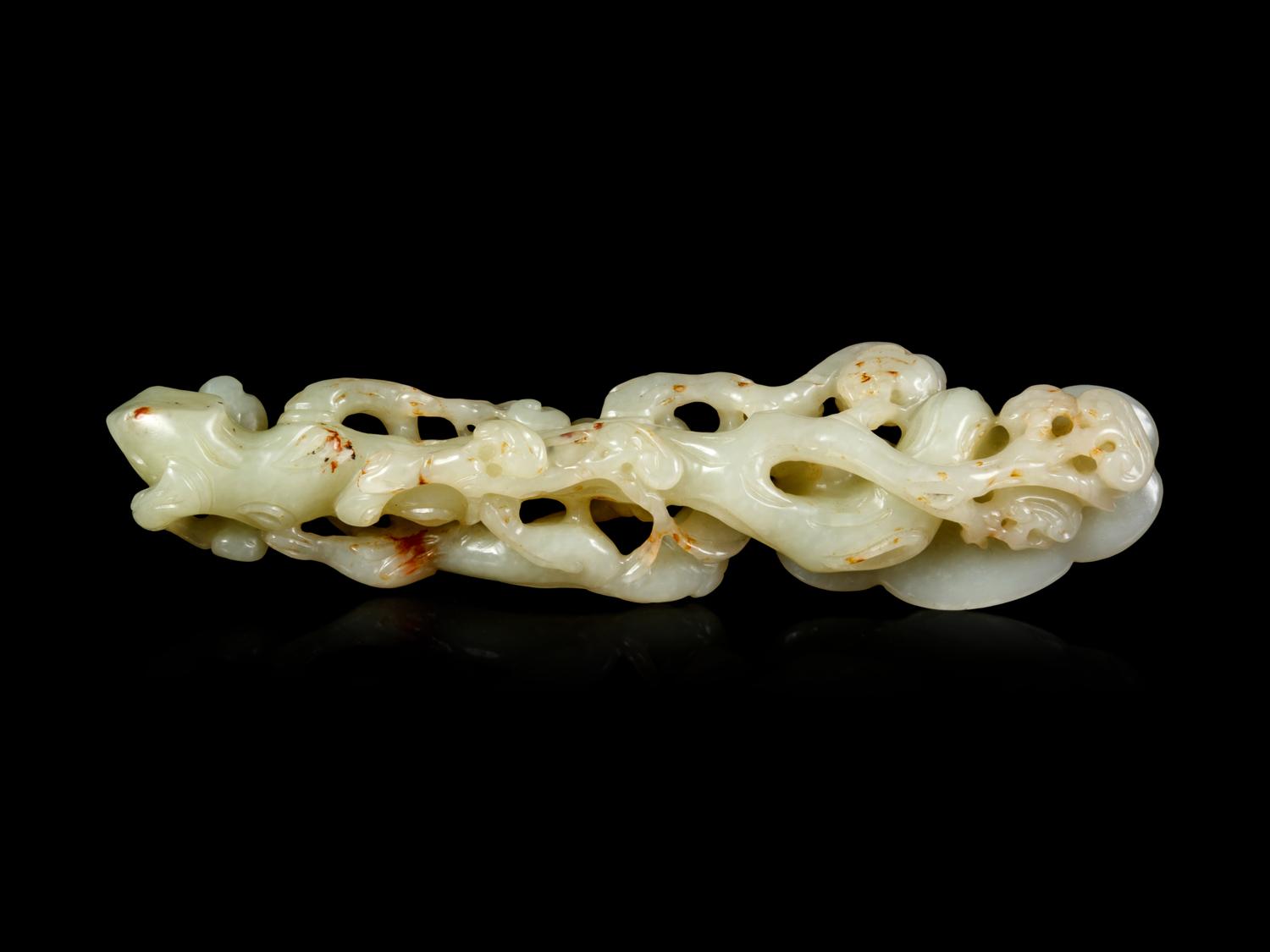 A Celadon and Yellow Lingzhi Sprig Scepter