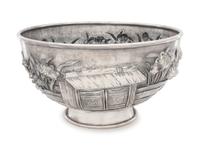 A Japanese Silver High-Relief Centerpiece Bowl