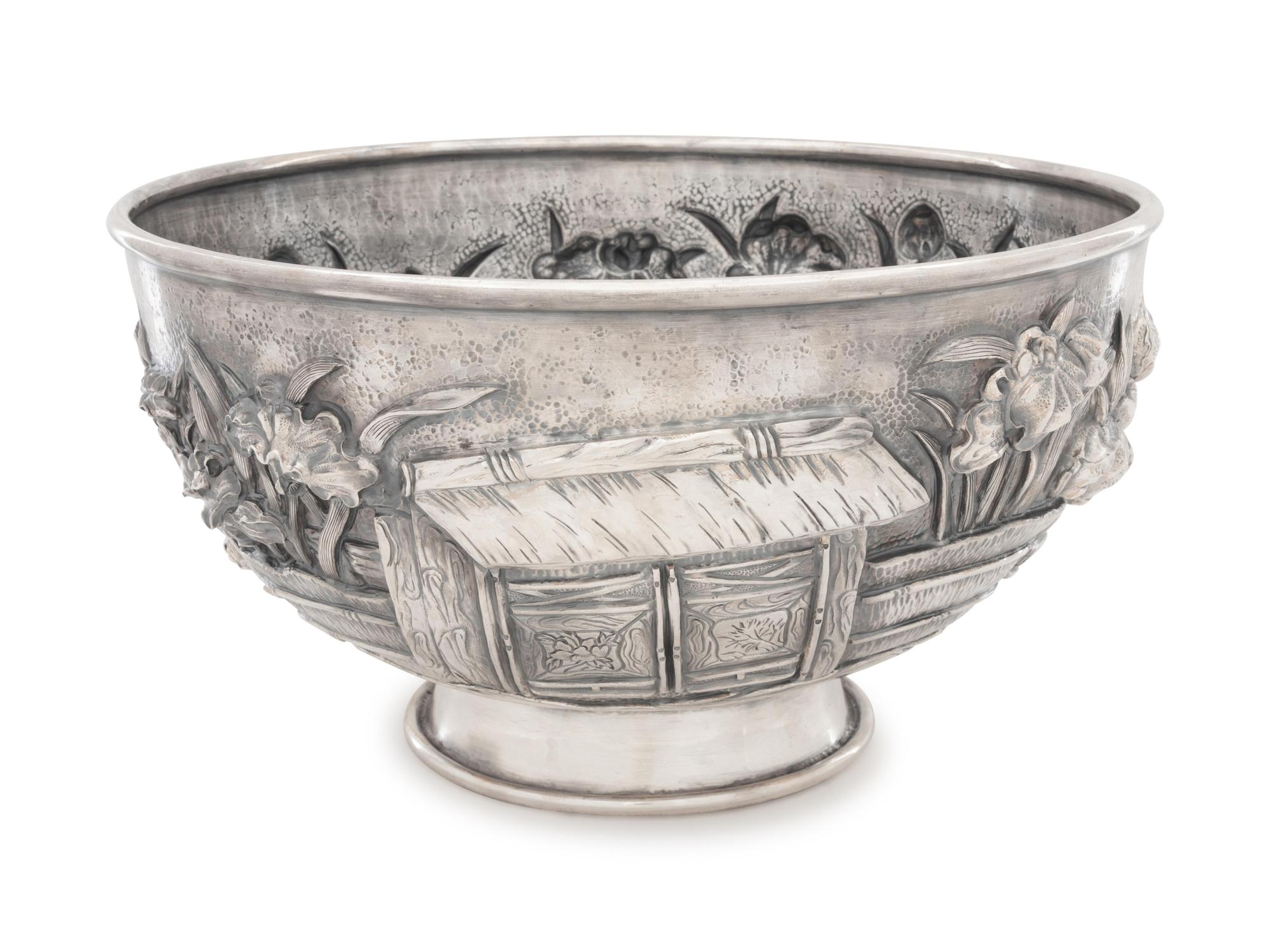 A Japanese Silver High-Relief Centerpiece Bowl