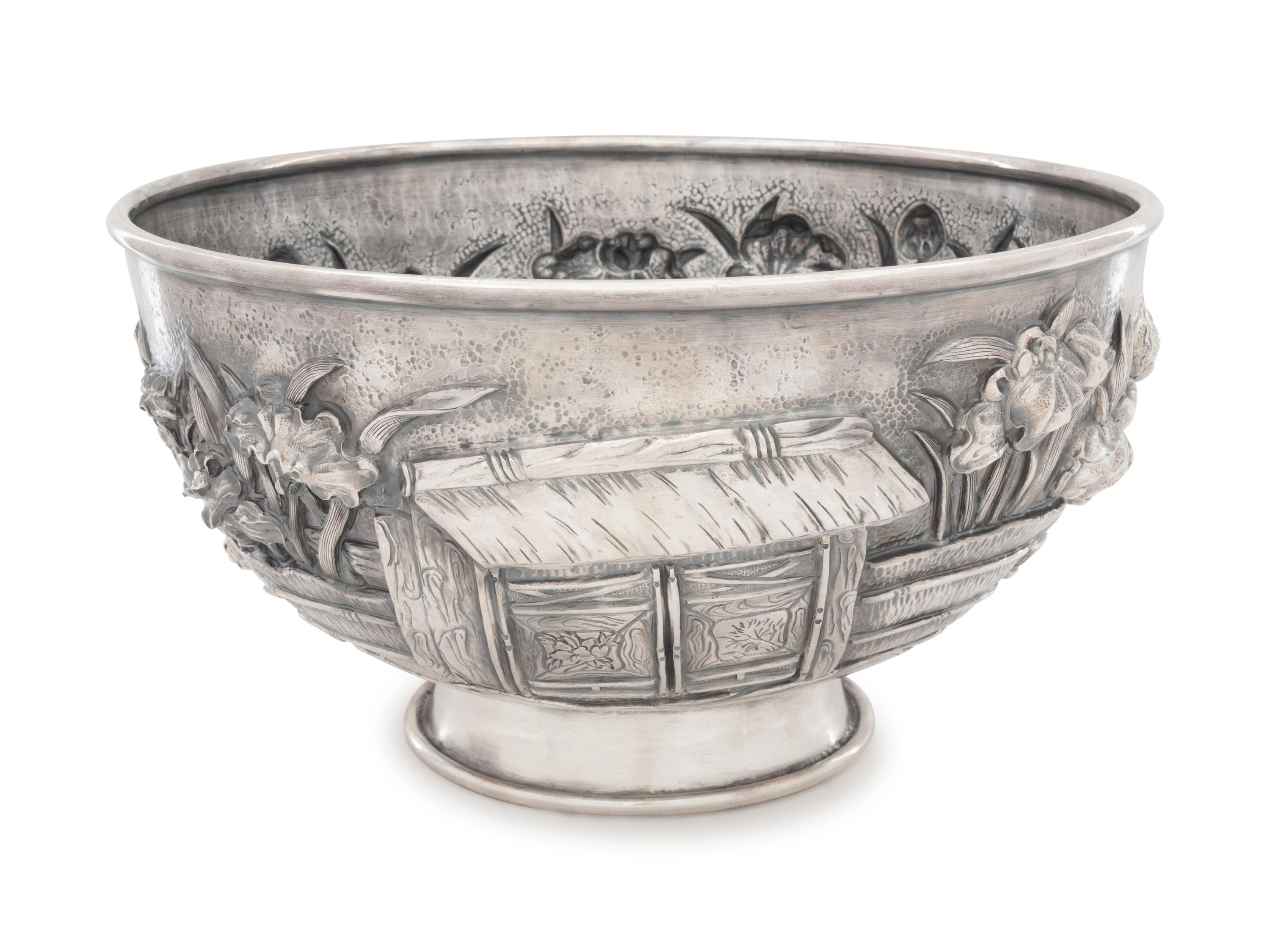 A Japanese Silver High-Relief Centerpiece Bowl