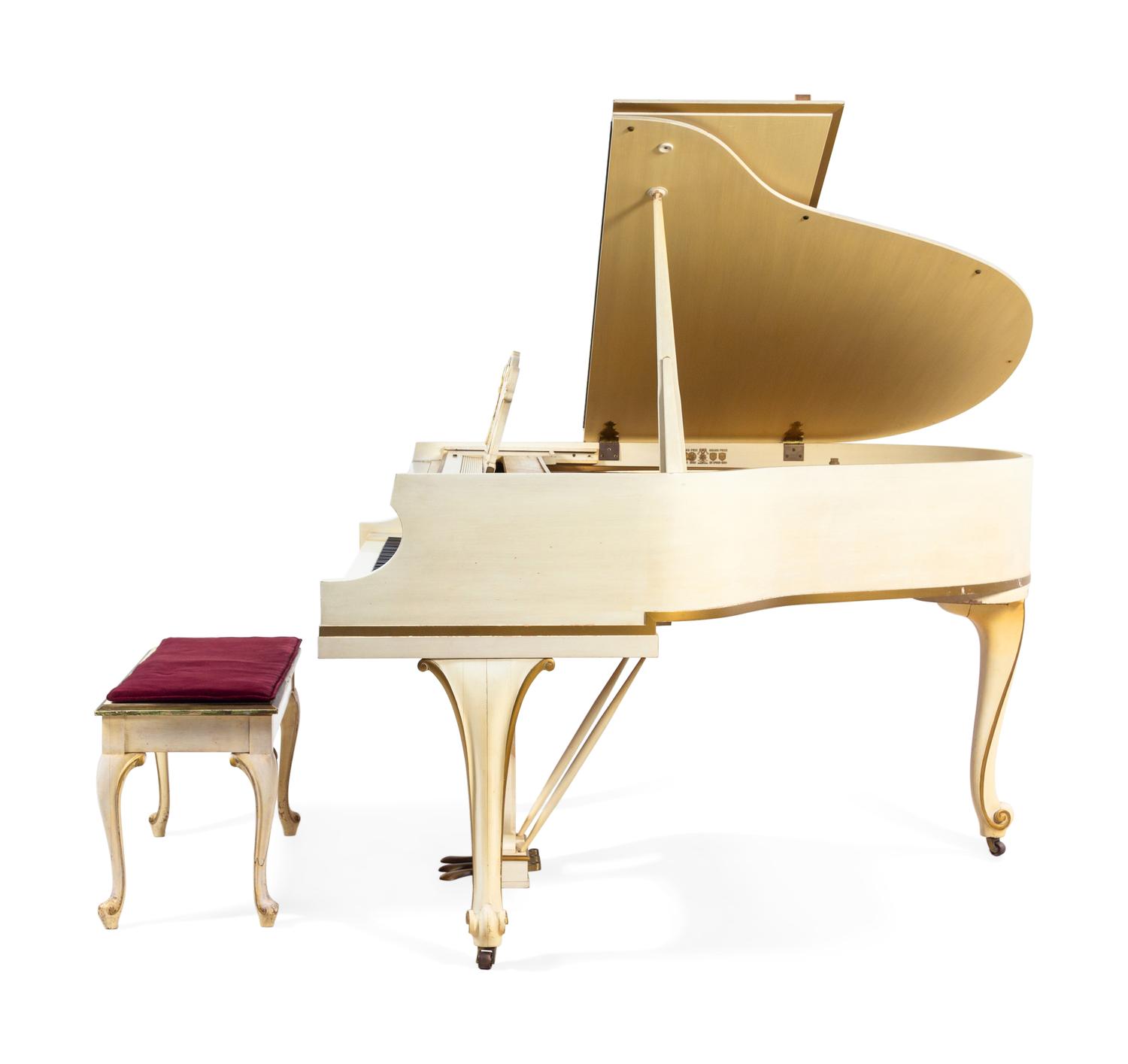 A Baldwin Painted and Parcel Gilt Baby Grand Piano