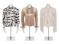 Collection of Five Valentino Pieces: One Two-Piece Skirt Suit and Three Blouses